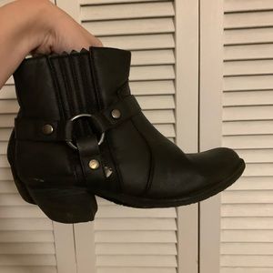 Two pairs of black boots